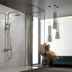 Barra de ducha monomando oro rosa cepillado serie Monza IMEX