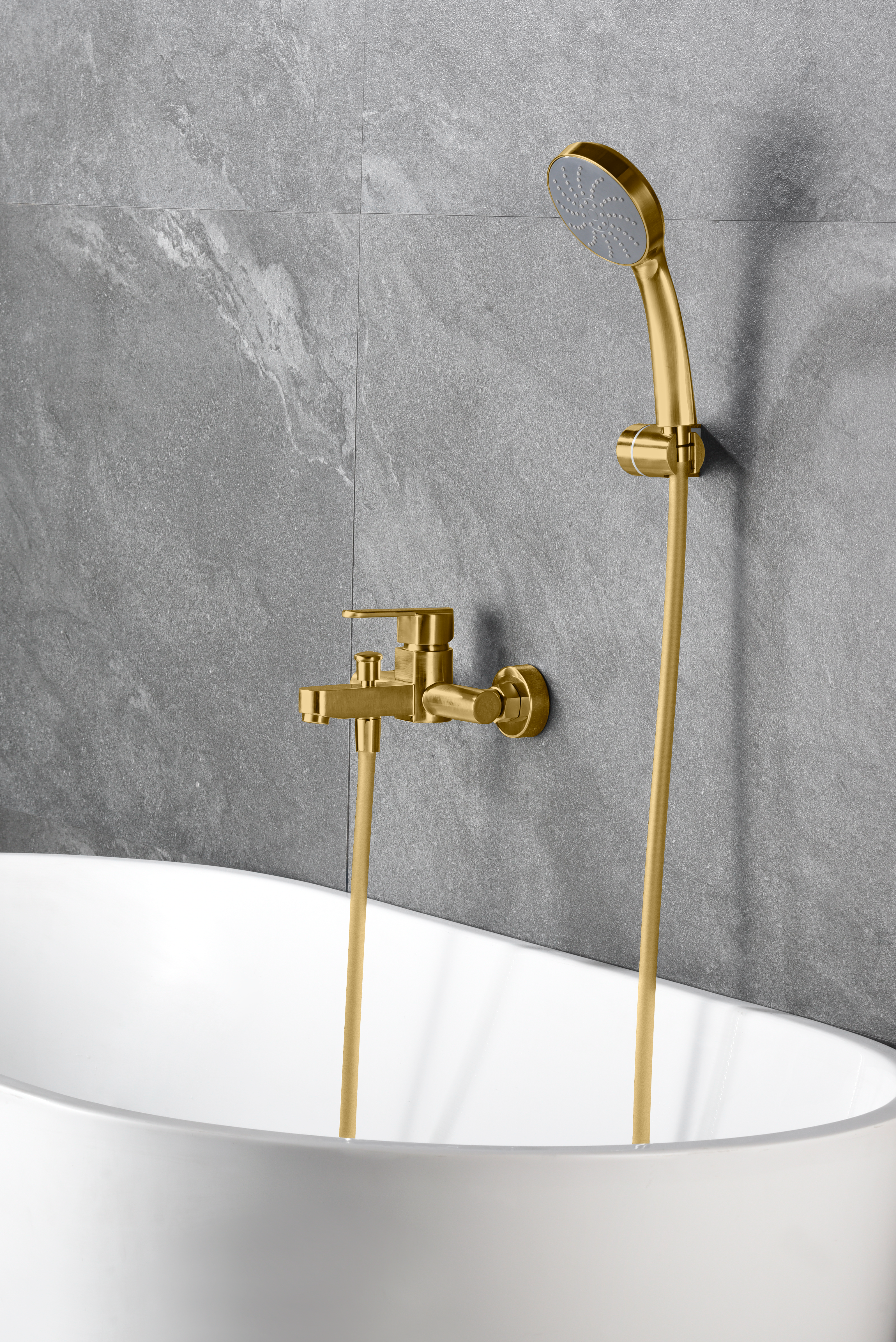 Grifería de baño y ducha monomando oro cepillado serie Roma IMEX - Imagen 5