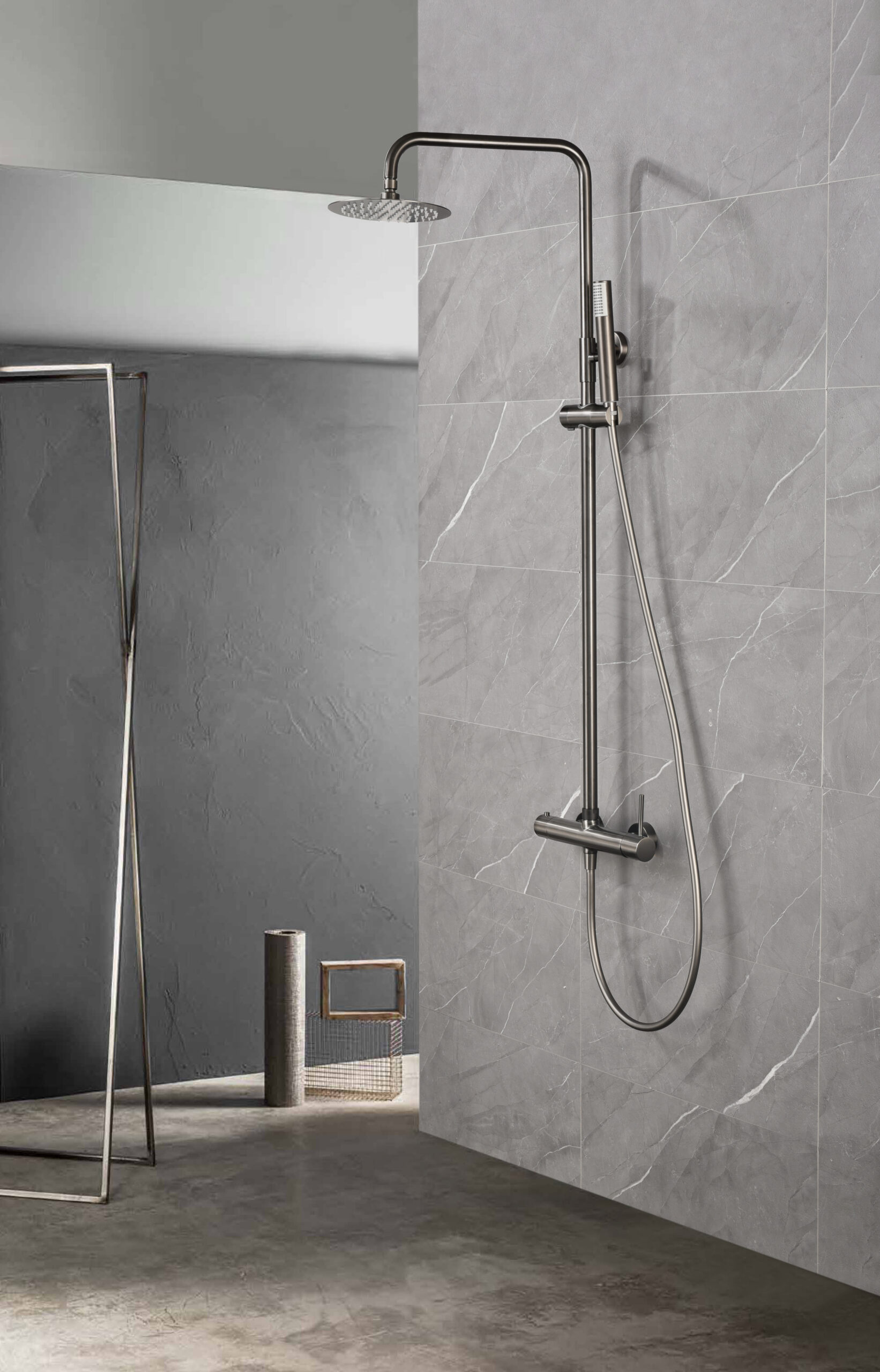 Barra de ducha monomando black gun metal serie Monza IMEX